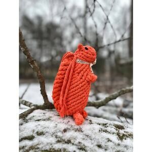 Monli Handcrafted Oliver the Squirrel Rope Dog + Cat Toy